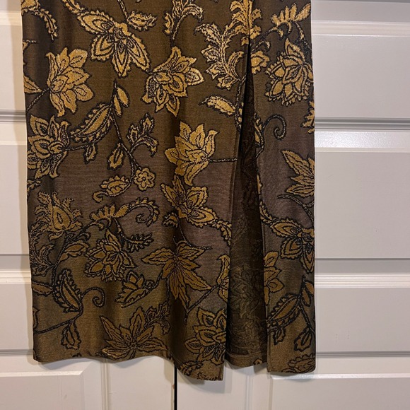Dress Forum Brown Gold Floral Print Spaghetti Strap Midi Dress, Women's Size S - Picture 12 of 12